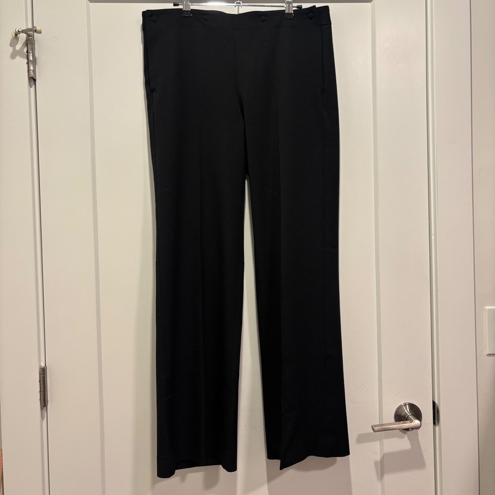 Theory Womens Black Wool Blend Straight Leg Dress Pants Size 12 Made in USA